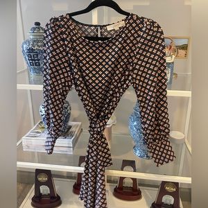 Loft Navy and Pink Wrap dress - size medium petit